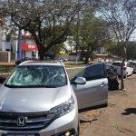 Carro da idosa após a colisão (Renato Giansante