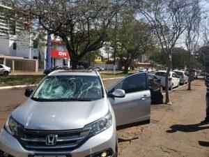 Carro da idosa após a colisão (Renato Giansante