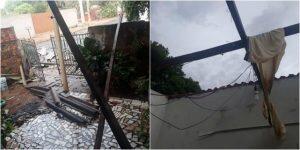 Casa de idosa ficou destelhada com força do vento. (Foto: Perfil News)