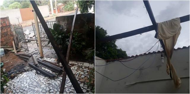 Casa de idosa ficou destelhada com força do vento. (Foto: Perfil News)
