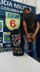 Suspeito foi preso pela Polícia Militar de Corumbá. Foto: Divulgação