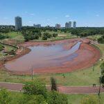 Lago volta a ficar com pouca água. (Marcos Ermínio