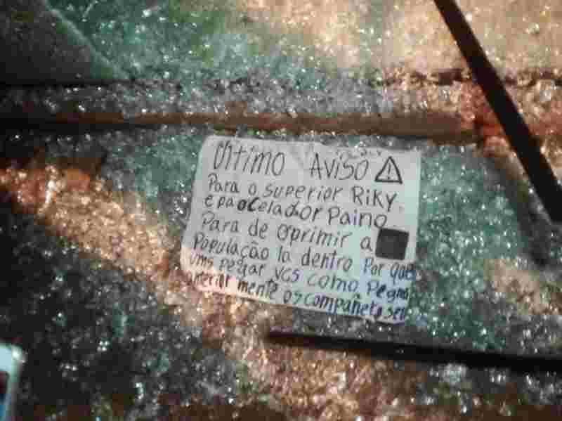 Bilhete com ameaças foi deixado após ataque