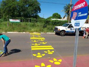 Capifaixas começaram a ser pintadas em Três Lagoas. (Foto: Divulgação/Hojemais)