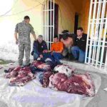 Ladrões foram flagrados enquanto descarregavam a carne
