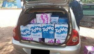 Carro estava lotado com contrabando