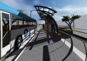 Passageiros embarcarão em "ilhas" pelo lado direito dos ônibus no corredor da Bandeirantes (Reprodução: Schettini Engenharia/Arquivo).
