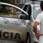 Viatura em que estava policial militar foi alvejada por grupo após assalto a Casa Lotérica e supermercado