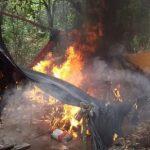 Acampamento destruído em operação policial. Foto: Divulgação/Senad
