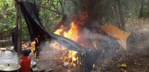Acampamento destruído em operação policial. Foto: Divulgação/Senad