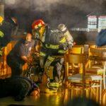 Figurantes simularam queimaduras no resgate
