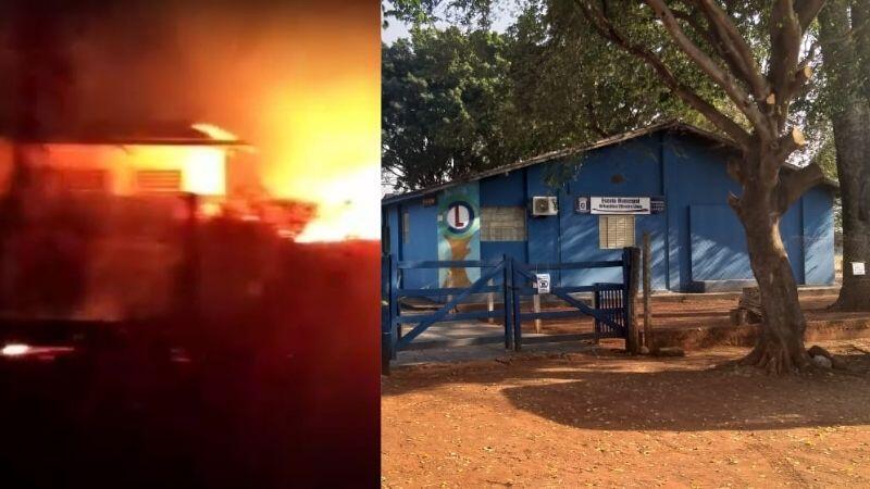 Escola não foi atingida por incêndio e funciona normalmente.