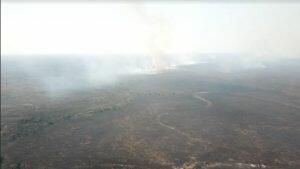 Área devastada por incêndio causado por proprietário rural no Pantanal