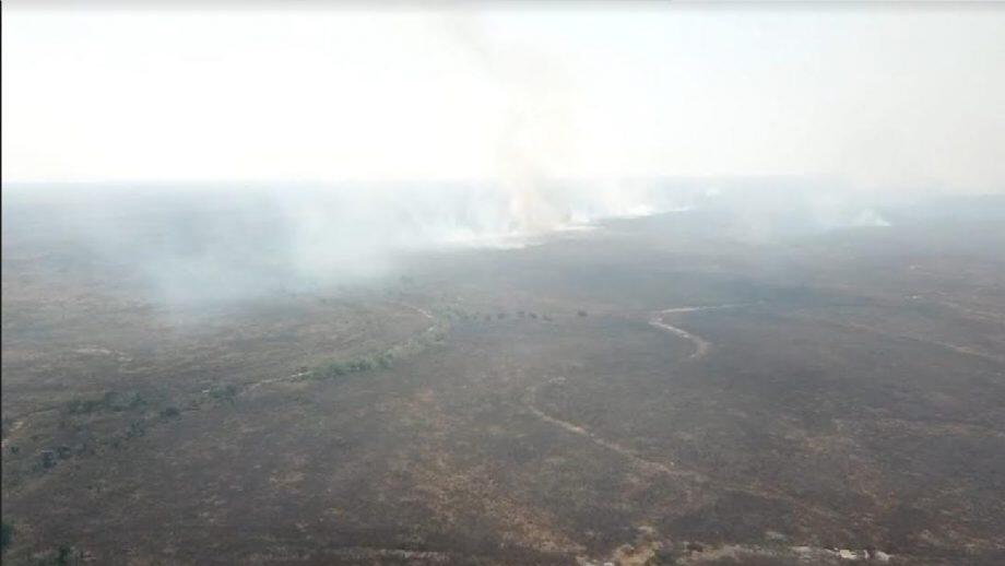 Área devastada por incêndio causado por proprietário rural no Pantanal