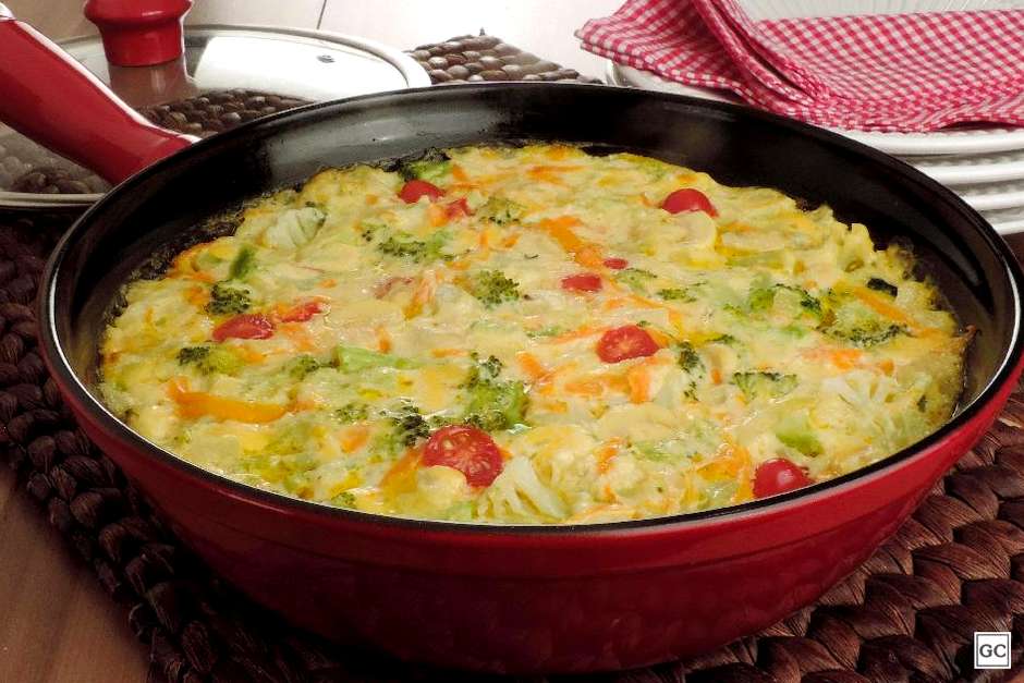 Legumes cremosos na frigideira