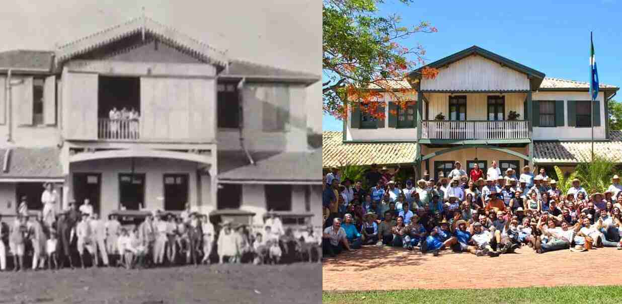 Casa da Fazenda Rio Negro no passado e em 2021