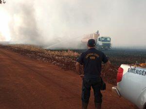 Equipes ainda trabalham no combate aos focos de incêndio