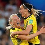 Suecas comemoram título da Copa do Mundo de Futebol Feminino (Foto: Benoit Tessier/Reuters/Direitos reservados)