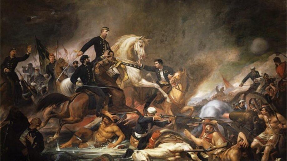 Obra de Pedro Américo retrata vitória de tropa da Tríplice Aliança em batalha que vitimou milhares de crianças | Foto: Reprodução | Museu do Império