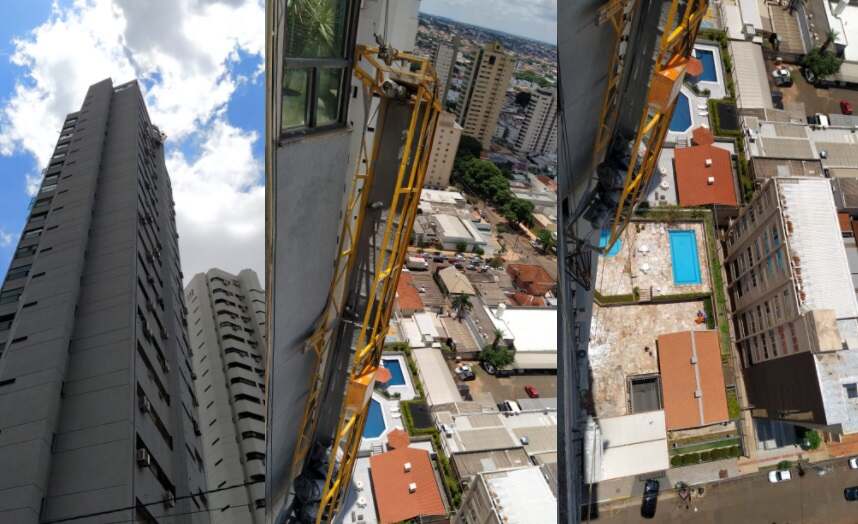 Visão de baixo e de cima do local
