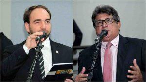 João César Mattogrosso (à esquerda) dá lugar na Câmara a Ademir Santana (à direita)