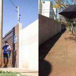 Luzia buscava uma pequena sombra formada por um poste de energia para se proteger do sol