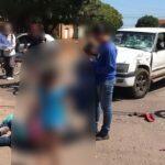 Acidente moto x caminhonete