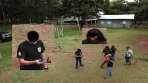 Agente da PF durante o sobrevoo na aldeia