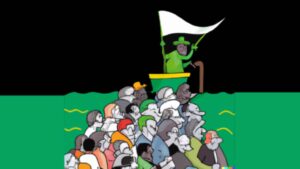 Evento político desastroso dividiu correligionários em Campo Grande (Ilustração com IA Dall-E)