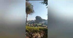 Incêndio gerou nuvem de fumaça sob a empresa