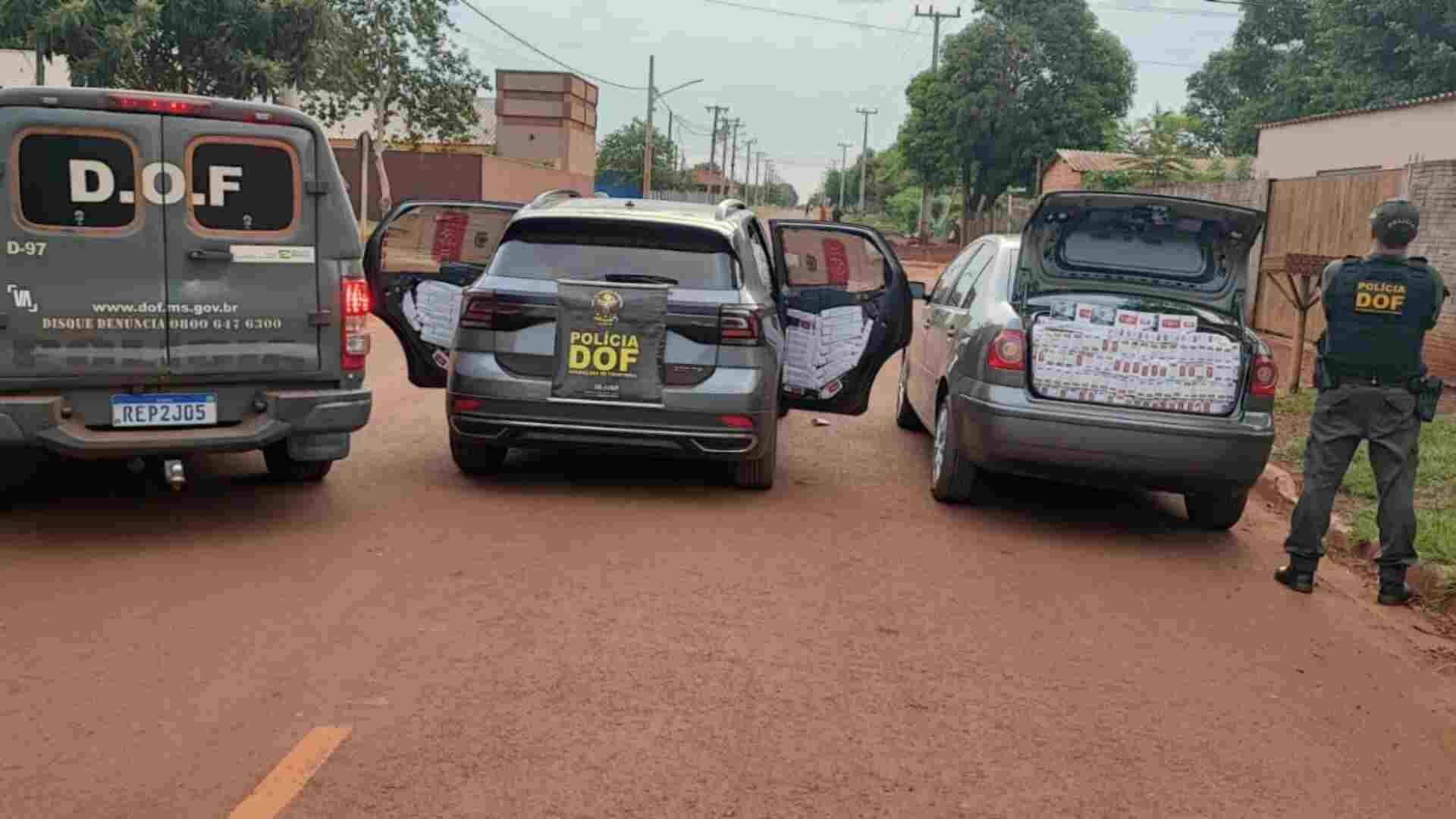 Polícia apreende carros com R$ 830 mil em cigarros e agrotóxicos contrabandeados em Maracaju