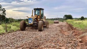 Estrada de acesso ao assentamento Bebedouro, em Nova Alvorada do Sul (PMNAS, Divulgação)