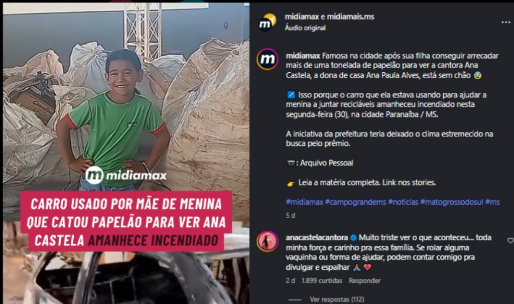 ana castela familia carro queimado ms