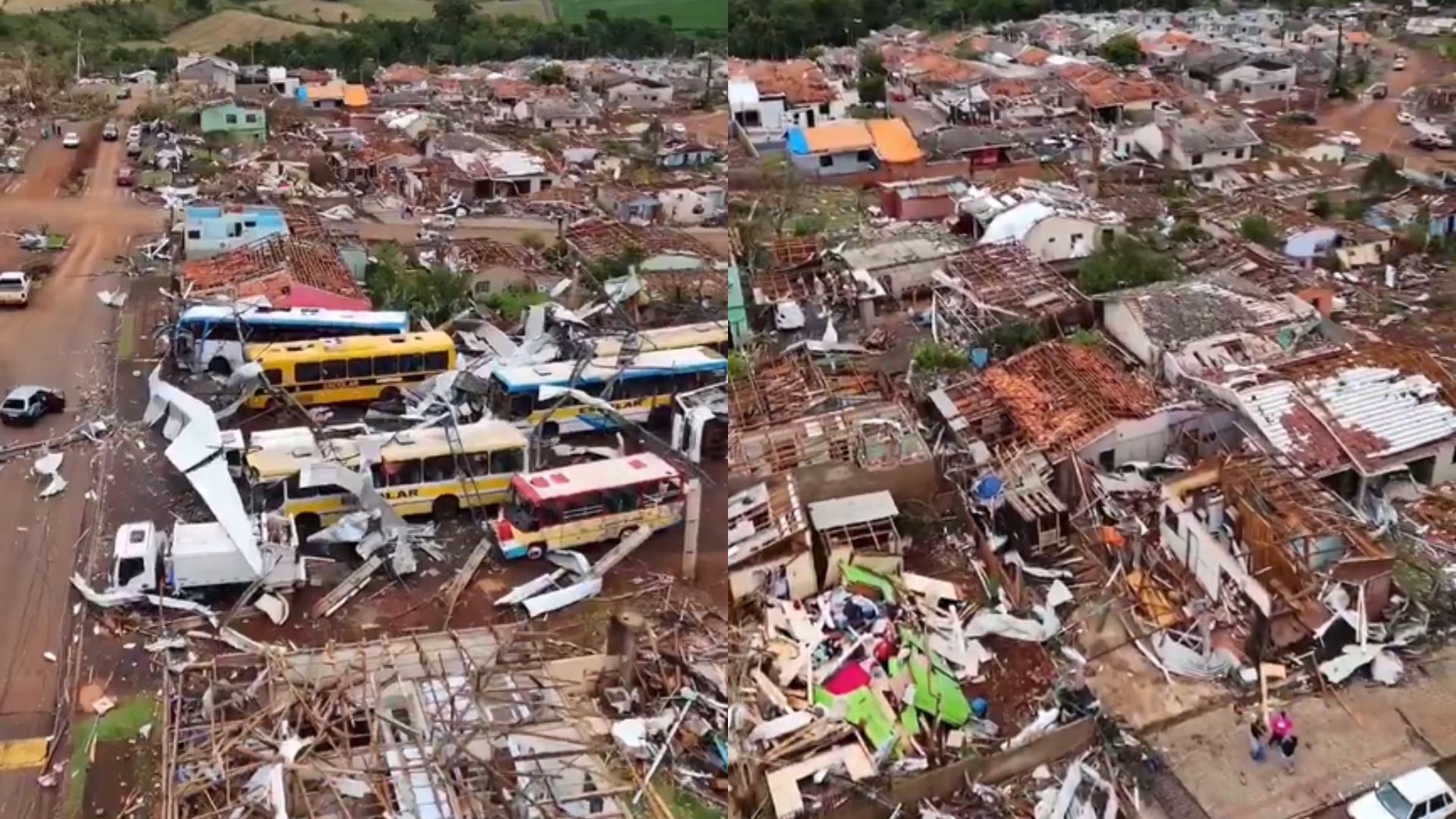 Casas destruídas pelo tornado