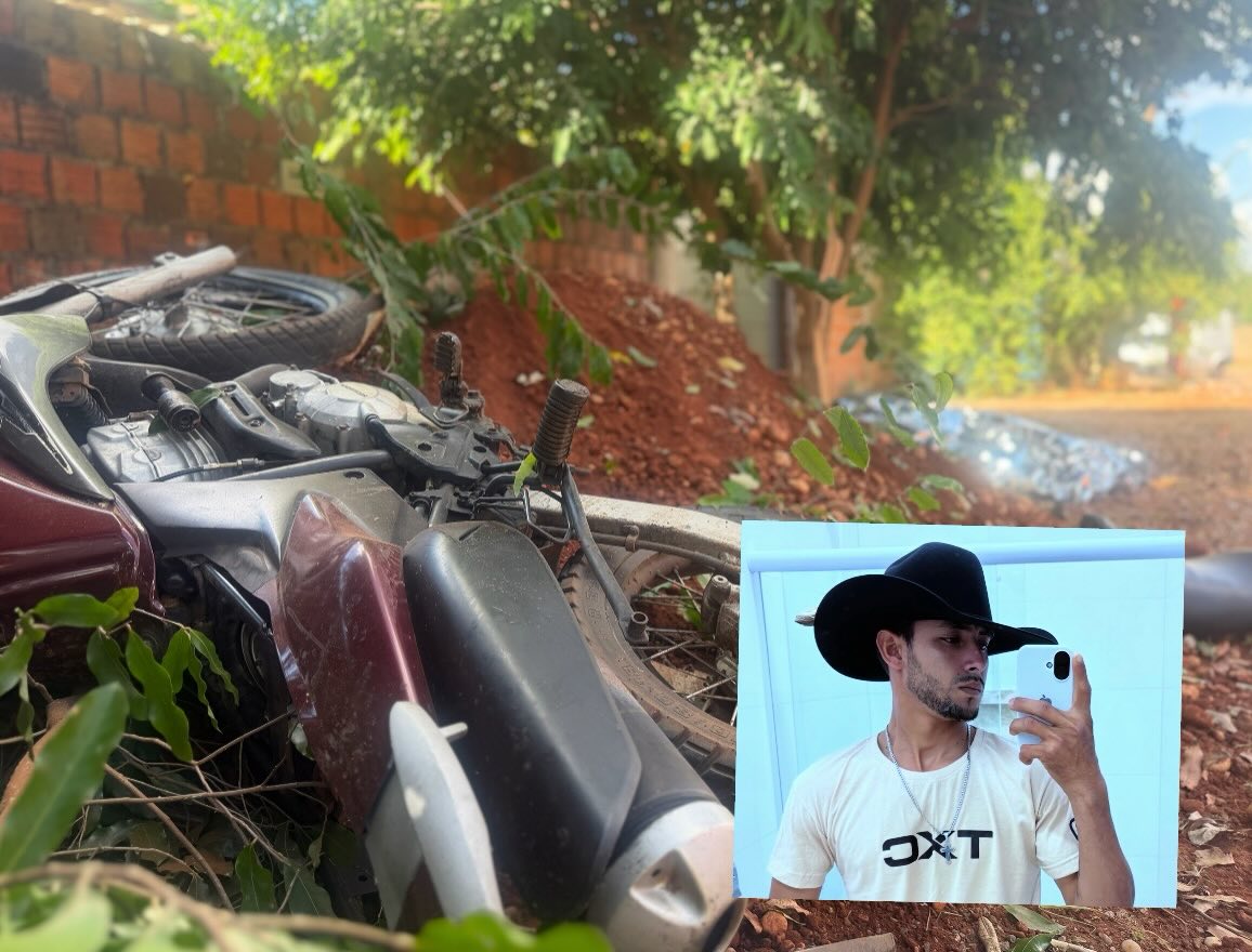 Jovem morre ao perder controle de moto e colidir com árvore em Jardim