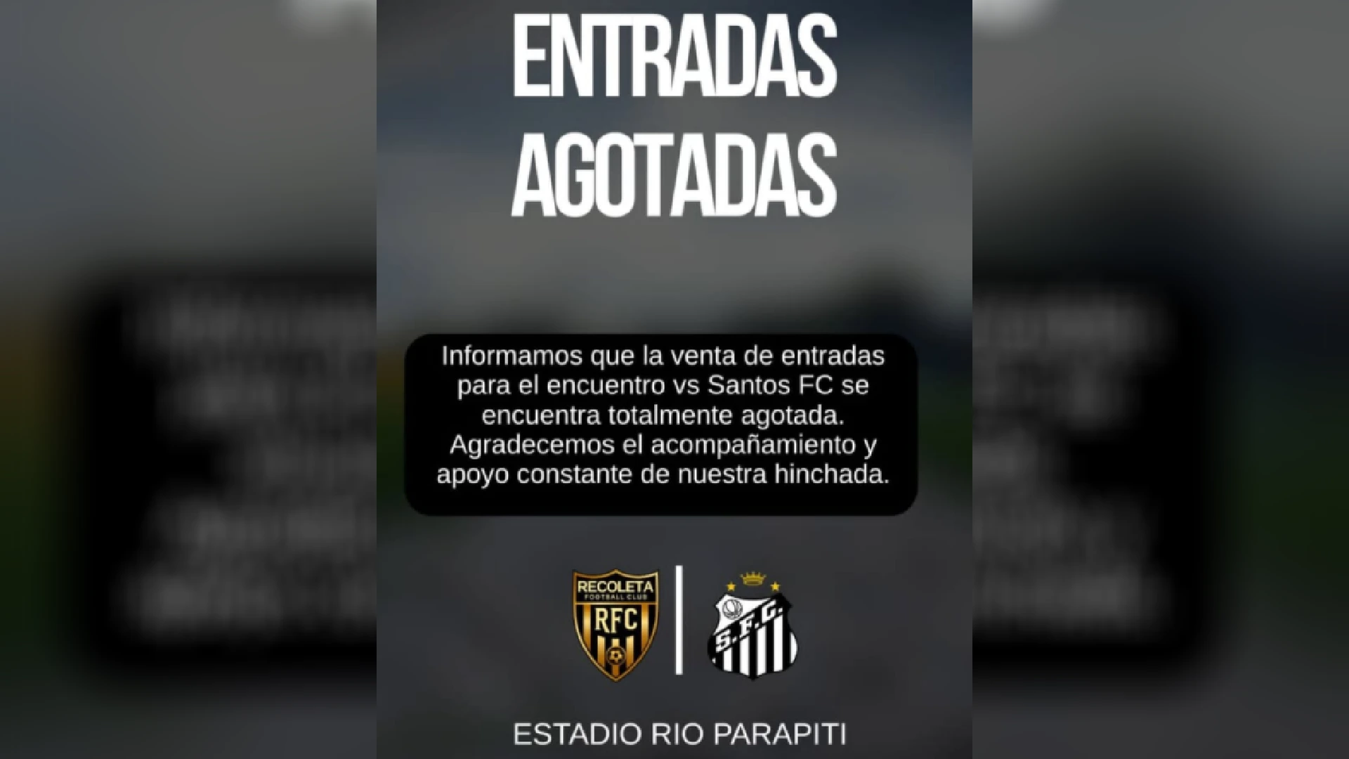 Recoleta anuncia ingressos esgotados cinco dias antes do duelo contra o  Santos