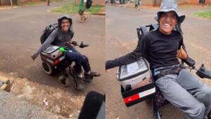 cadeirante vende trufas na rua