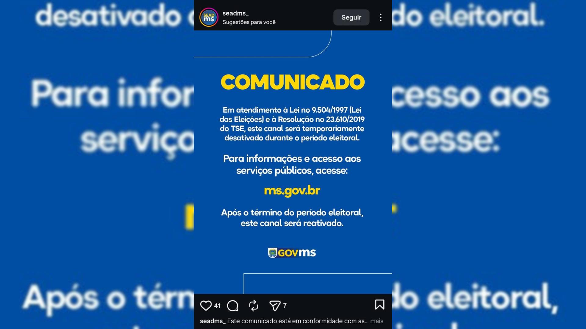 comunicado órgãos canais