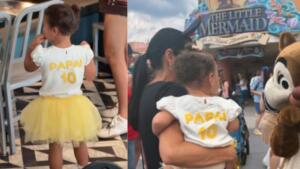 Mavie e Mel usam camiseta em homenagem ao pai, o jogador Neymar Jr.