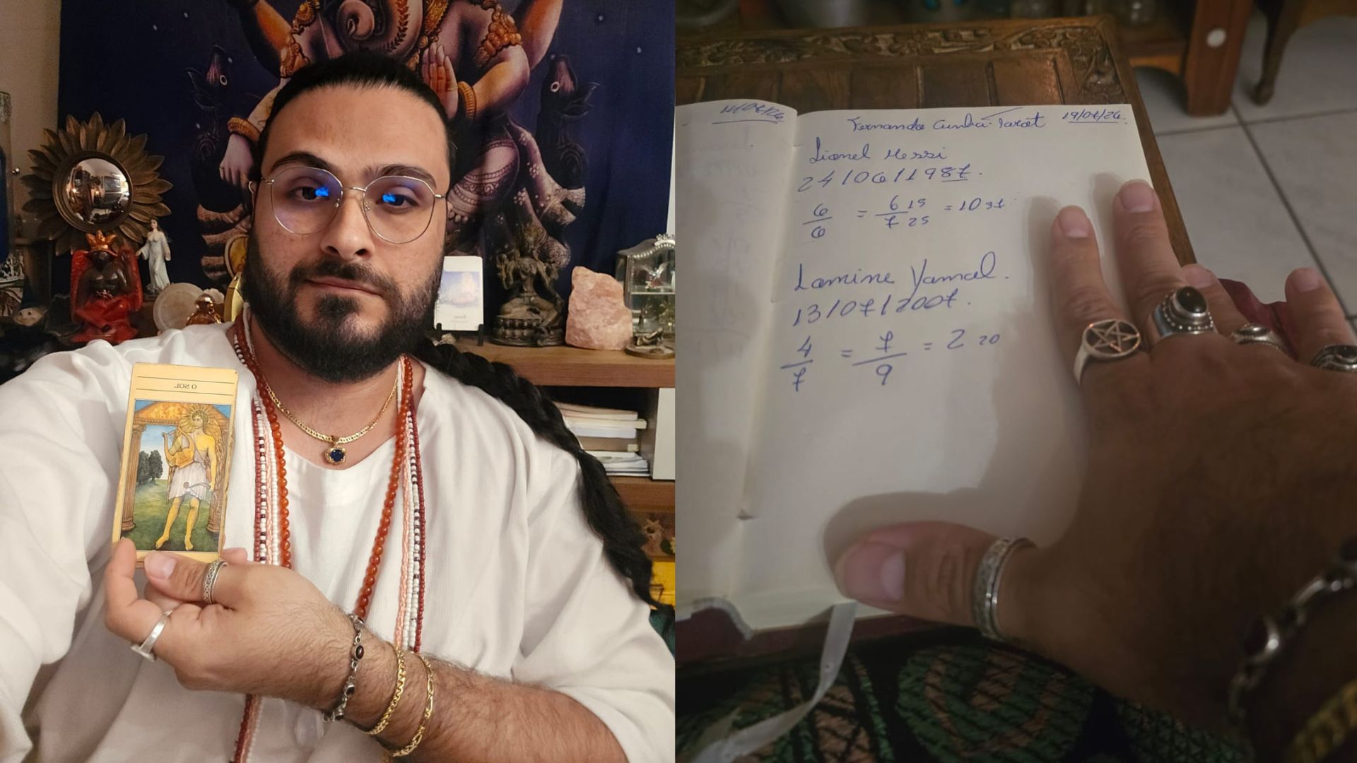 Tarólogo campo-grandense faz leitura de foto com Messi e Yamal e diz que o número pode revelar uma dívida cármica