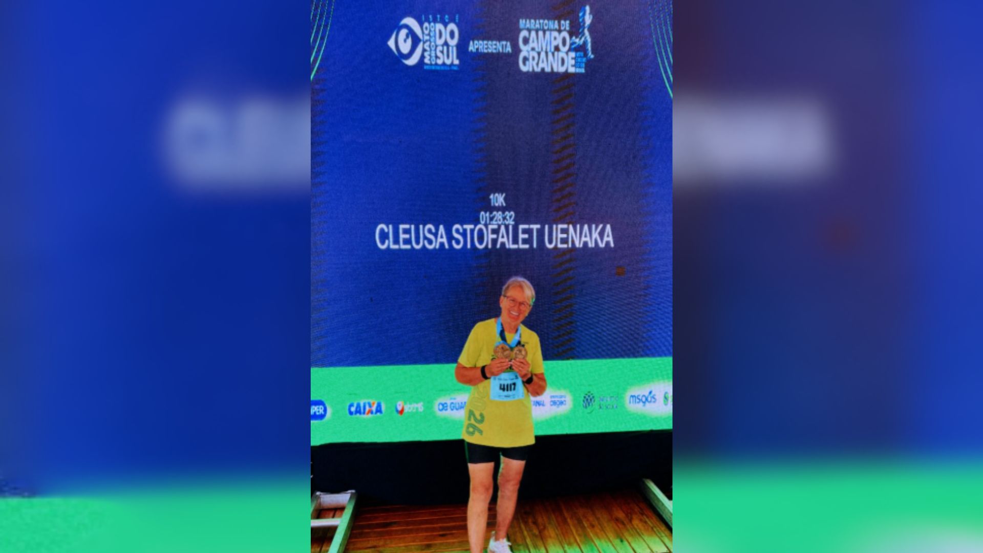 Cleusa, maratonista de 76 anos, conquista o segundo lugar em maratona em Campo Grande (