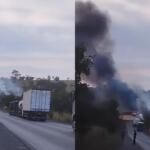 VÍDEO: Acidente na BR-158 termina com incêndio e congestionamento na região de Paranaíba