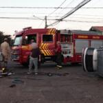 Motorista ‘fura’ pare e provoca acidente com tombamento de HB20 no Jardim dos Estados