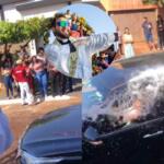 Benção ou lava-jato? Padre viraliza ao ‘ensopar’ fiéis em procissão de São Cristóvão em MS