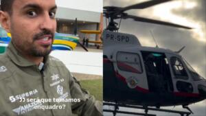 ‘Enquadro’ aéreo? Avião Brasileirinho chama atenção de helicóptero Águia em SP