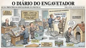 Gabinetes em MS usam notícias de jornal para clipping e ignoram princípio da oficialidade (Ilustração, Gemini)