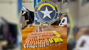 Receita Federal encontra 433 emagrecedores e anabolizantes escondidos em skate elétrico
