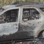 Motorista abandona carro carregado com cigarros e veículo pega fogo em Caarapó