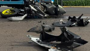 Motociclista de 22 anos é socorrido em estado grave em acidente na Avenida Mato Grosso