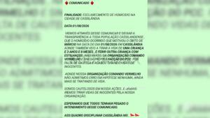 CV emite ‘comunicado’ negando participação em execução de pai e filha de três anos em Cassilândia